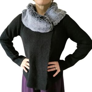 Ellen Tracy Faux Fur Knit Cardigan